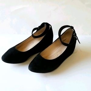 Chloe Black Suede Wedges With Strap Sz 7.5
